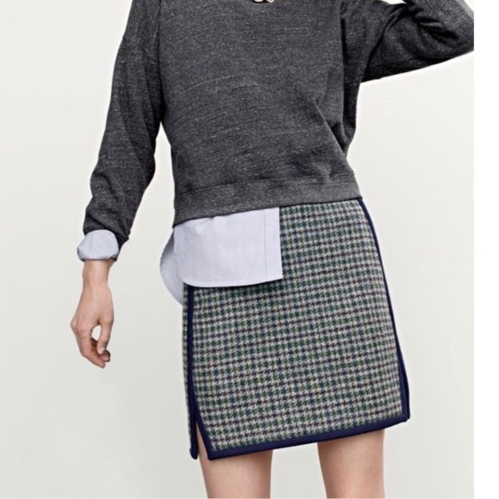 J.Crew Double-Notch Houndstooth Mini Skirt Size 4 - Picture 11 of 12